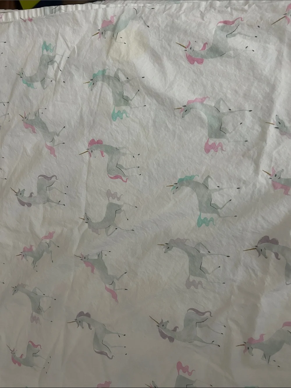Pottery Barn Kids White Set of Sheets for Twin Bed with Pink & Teal Unicorns